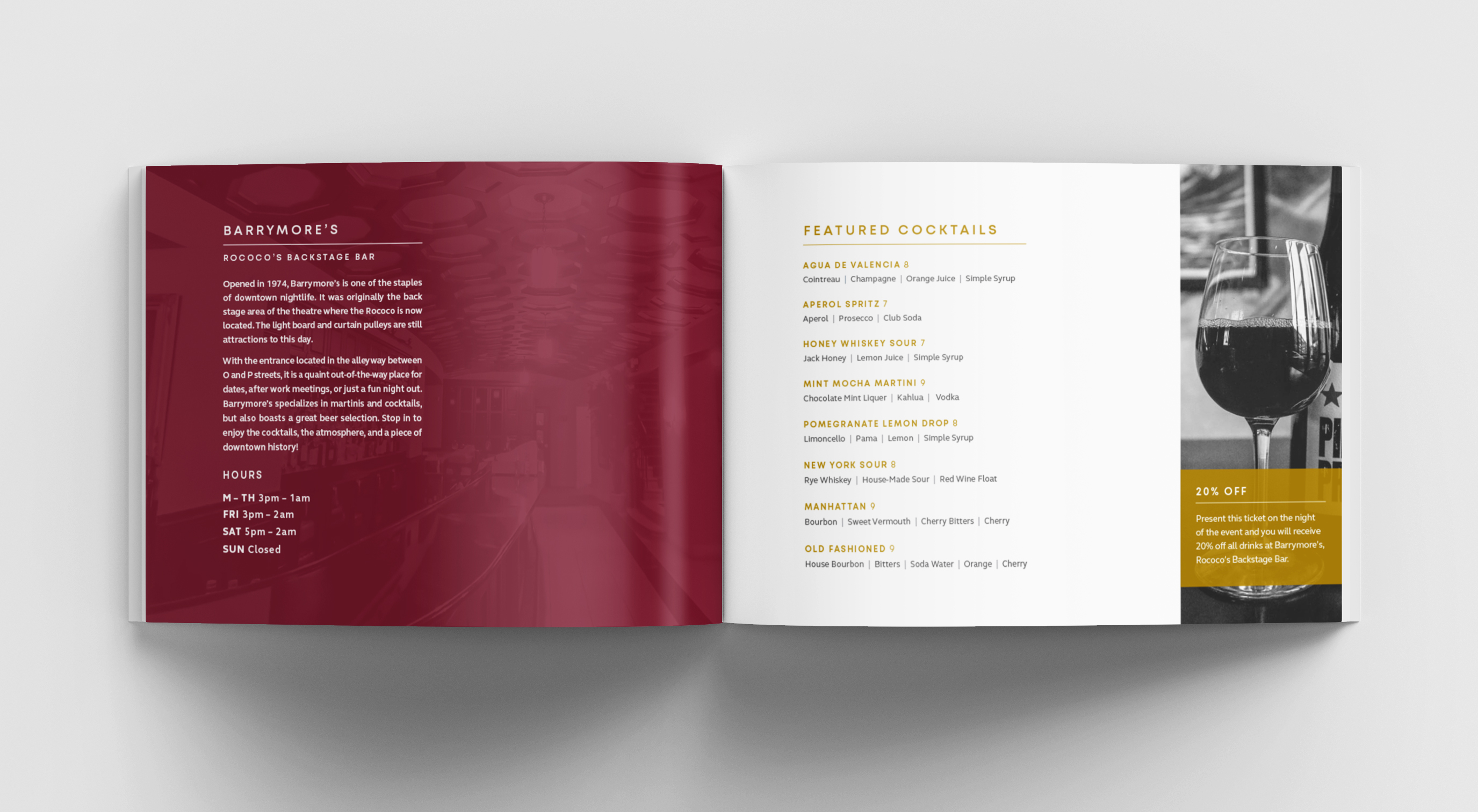 Photo of the fourth and fifth interior pages of the Rococo Theatre Brochure